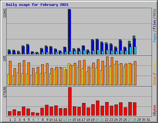 Daily usage for February 2021