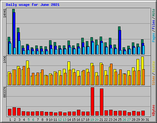 Daily usage for June 2021