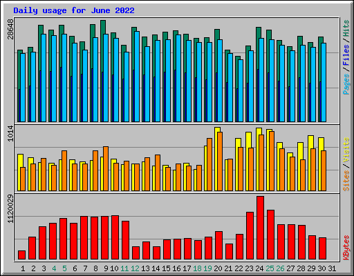 Daily usage for June 2022